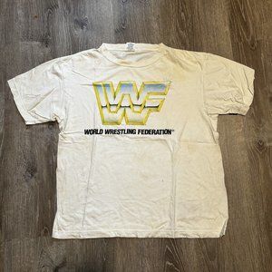 Vintage WWF 90s GOLDEN ERA Logo Wrestling Federation White Tee Shirt XL RARE